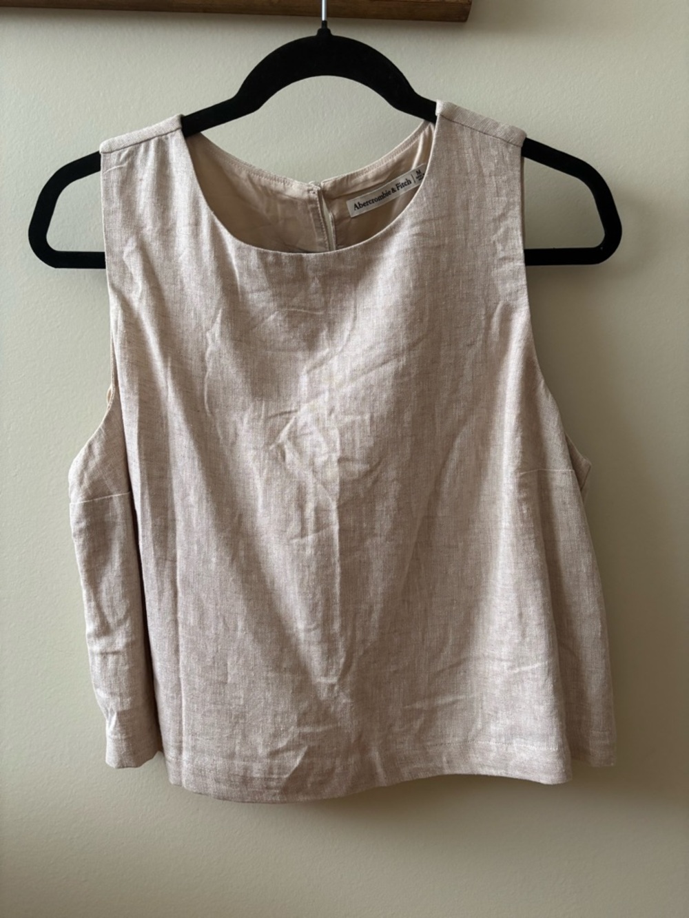 Abercrombie & Fitch Light Cream Linen-Blend Sleeveless Tank